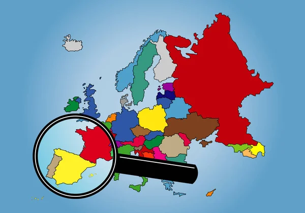 Spanien Unter Der Lupe Spanien Blickpunkt — Stockvektor