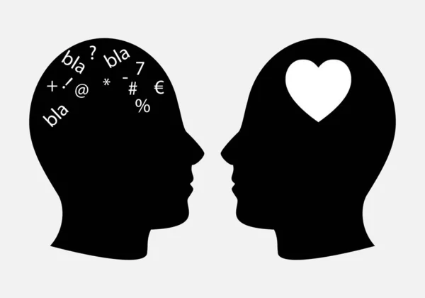 Cerebro Racional Cerebro Emocional Razón Corazón Psicología — Vector de stock