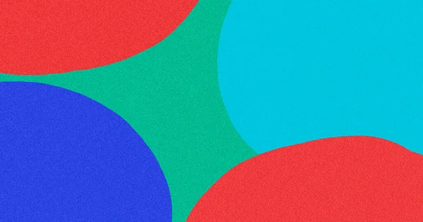 Rough paper background with blue, red, and green circles.