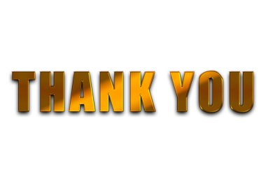 Thank you golden text on transparent background.