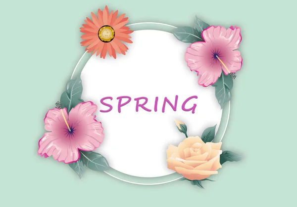 Marco Floral Con Título Primavera — Foto de Stock
