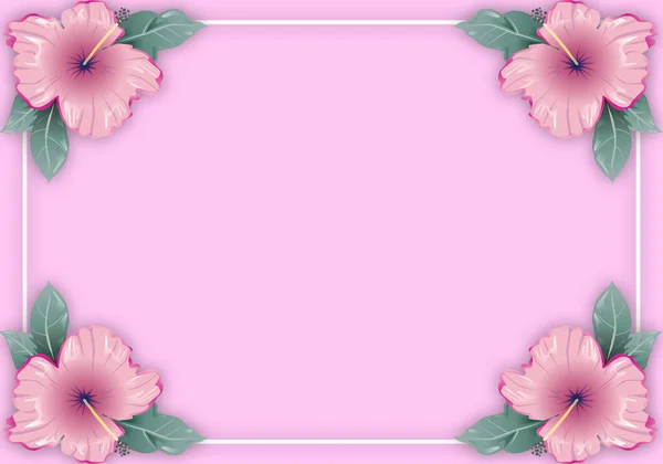 Rosa Hintergrund Mit Rahmen Von Frühlingsblumen — Stockfoto