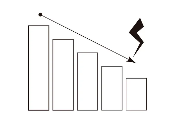 Gráfico Disminución Energía Icono Negro — Vector de stock