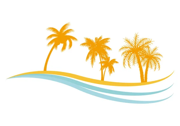 Ikona Letní Pláže Palmami Mořem — Stockový vektor