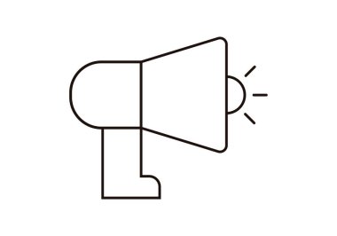 Beyaz arkaplanda megafon siyah simgesi.