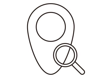 Büyüteçle yer iminin siyah simgesi.