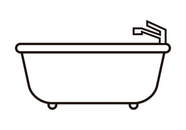 Beyaz arkaplanda küvet siyah simgesi.