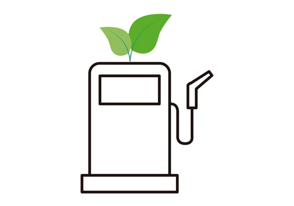 Ikon Hitam Pompa Bahan Bakar Eco Pada Latar Belakang Putih - Stok Vektor