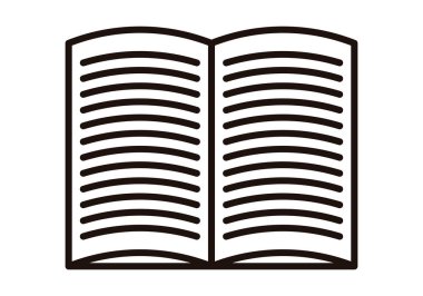 Beyaz arkaplanda siyah kitap simgesi.