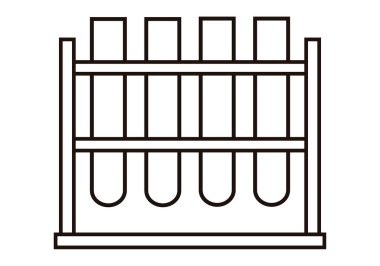 Beyaz arka planda tutucusu olan test tüplerinin siyah simgesi.