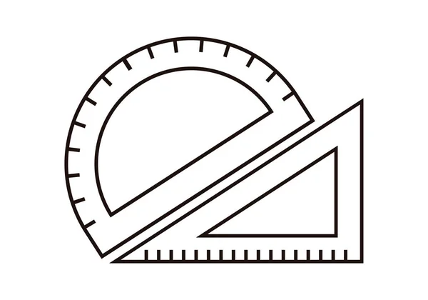 Set Carré Protractor Icône Noire — Image vectorielle