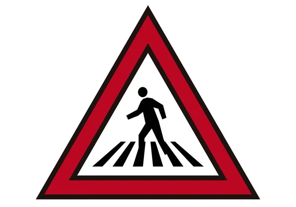 ゼブラ白の背景に警告標識を横断 — ストックベクタ
