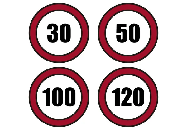 Speed Limit Signs Icon White Background — Stock Vector