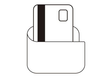 Kredi kartı olan siyah cüzdan simgesi.