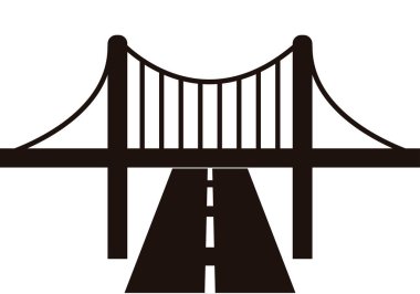 Beyaz arkaplanda köprü simgesi.