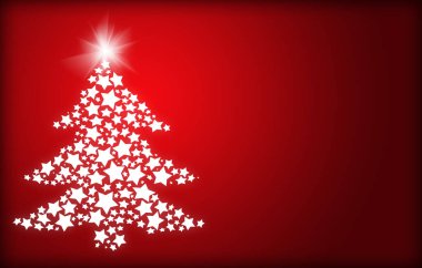 Kırmızı yılbaşı ağacıyla kırmızı arkaplanı selamla.