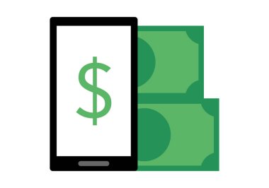 Dolar ve faturalı mobil simge.