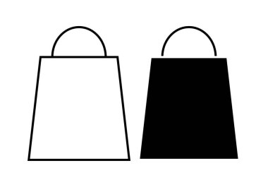 Beyaz arka plan üzerinde alışveriş çantası siyah simgesi.