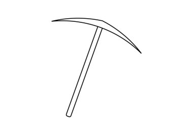 Beyaz arkaplanda siyah kazma simgesi.