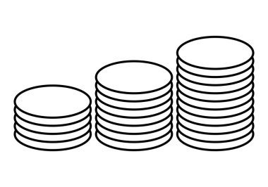 Büyüyen bozuk paralarla çizelge simgesi.