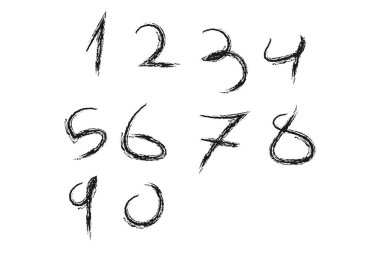 Beyaz arkaplanda siyah darbelerle yapılan numaralar.