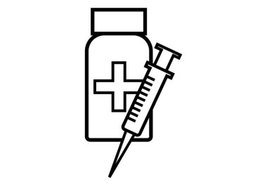 İlaç ya da aşı enjeksiyonu siyah simge.