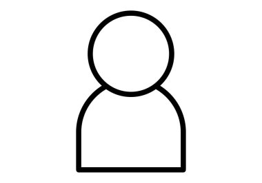 Beyaz arkaplanda siyah kullanıcı profili simgesi.