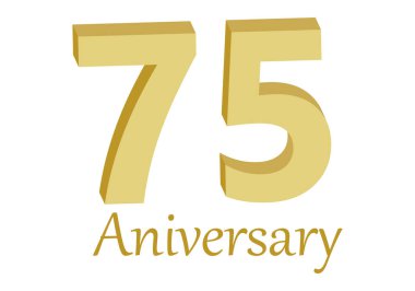 Beyaz arka planda altın 75 yıllık yıldönümü.