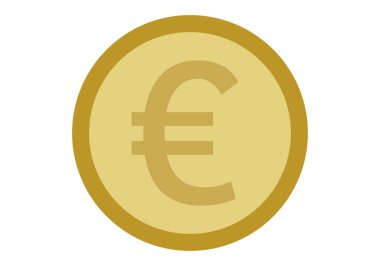 Beyaz arkaplanda Altın Avro para simgesi.