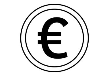 Beyaz arkaplanda Euro sikkesi simgesi.