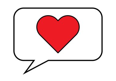 Kalp simgesi ile konuşan baloncuk simgesi.