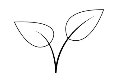 Beyaz arkaplanda siyah yaprak filizi simgesi.