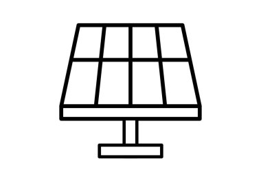 Beyaz arkaplanda güneş paneli simgesi.