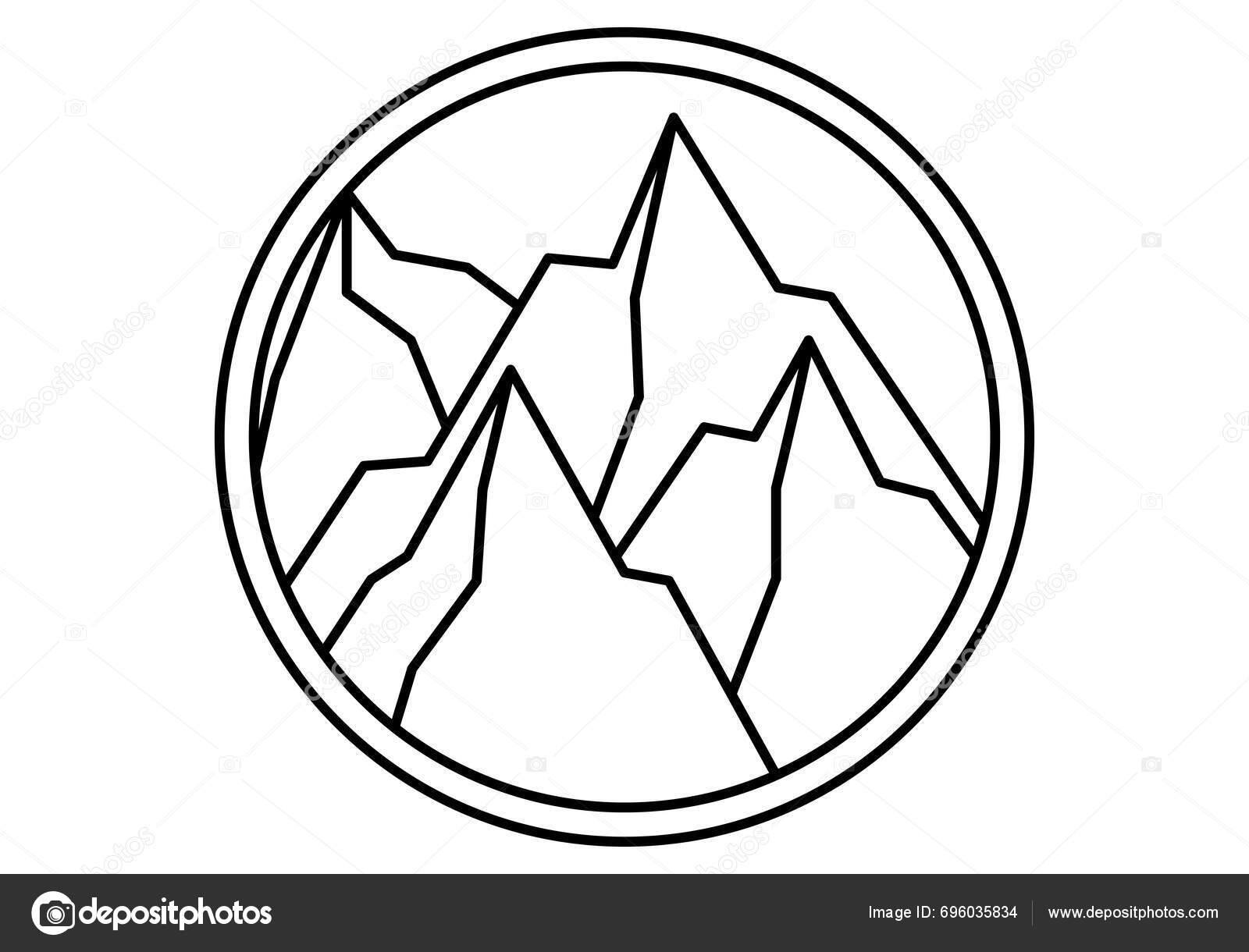 Black Mountains Mountain Range Icon White Background Stock Vector by