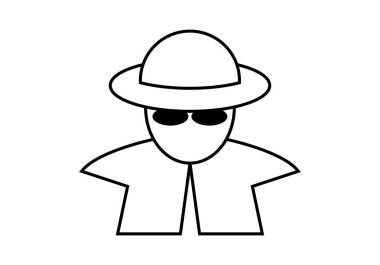 Beyaz arka planda Dedektif Siyah simgesi.