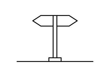 Beyaz arkaplanda yön işareti simgesi simgesi.