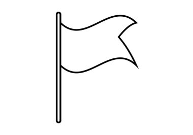 Beyaz arkaplanda siyah bir bayrak simgesi.