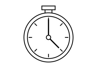 Beyaz arkaplanda siyah kronometre simgesi.
