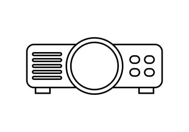 Beyaz arkaplanda bir projektörün siyah simgesi.