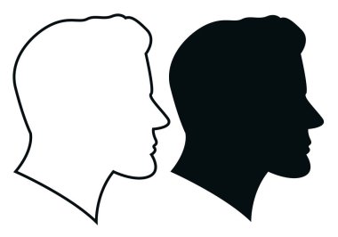 Profilde bir adamın yüzü simgesi.