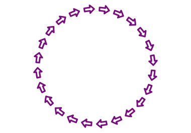 Beyaz arkaplanda mor oklar çemberi.