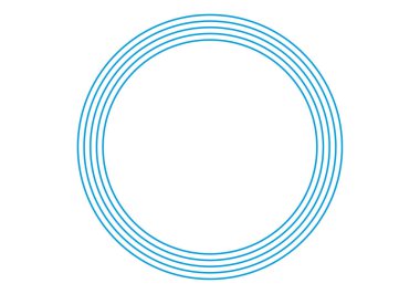 Beyaz arkaplanda birkaç mavi darbeden oluşan çember.