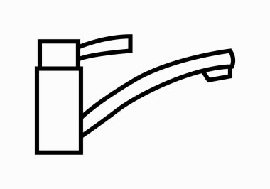 Beyaz arkaplanda bir musluğun siyah simgesi.