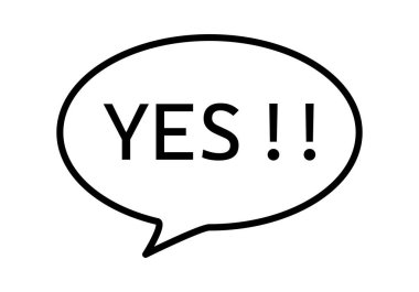 Evet sözcüğüyle bir konuşma balonunun siyah simgesi.