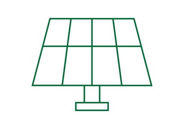 Beyaz arkaplanda yeşil güneş paneli simgesi.