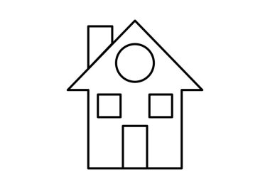 Beyaz arkaplanda bir evin siyah simgesi.