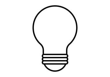 Beyaz arkaplanda siyah ampul simgesi.