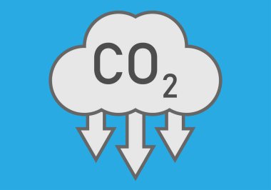 Mavi arkaplanda karbondioksit kirliliği bulutu.