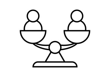 Kullanıcılar ve insanlar arasındaki dengede siyah ölçek simgesi.