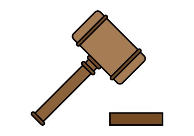 Beyaz arkaplanda hakimin tokmak simgesi.